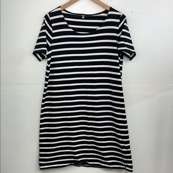 Muji Striped Black and White Shirt Dress size Large Cotton - Picture 1 of 11